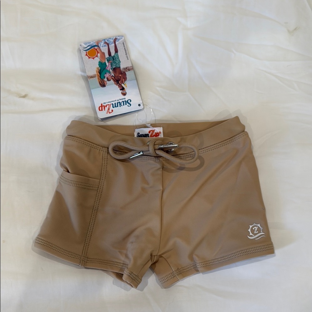 SwimZip Kids Tan Swim Trunks